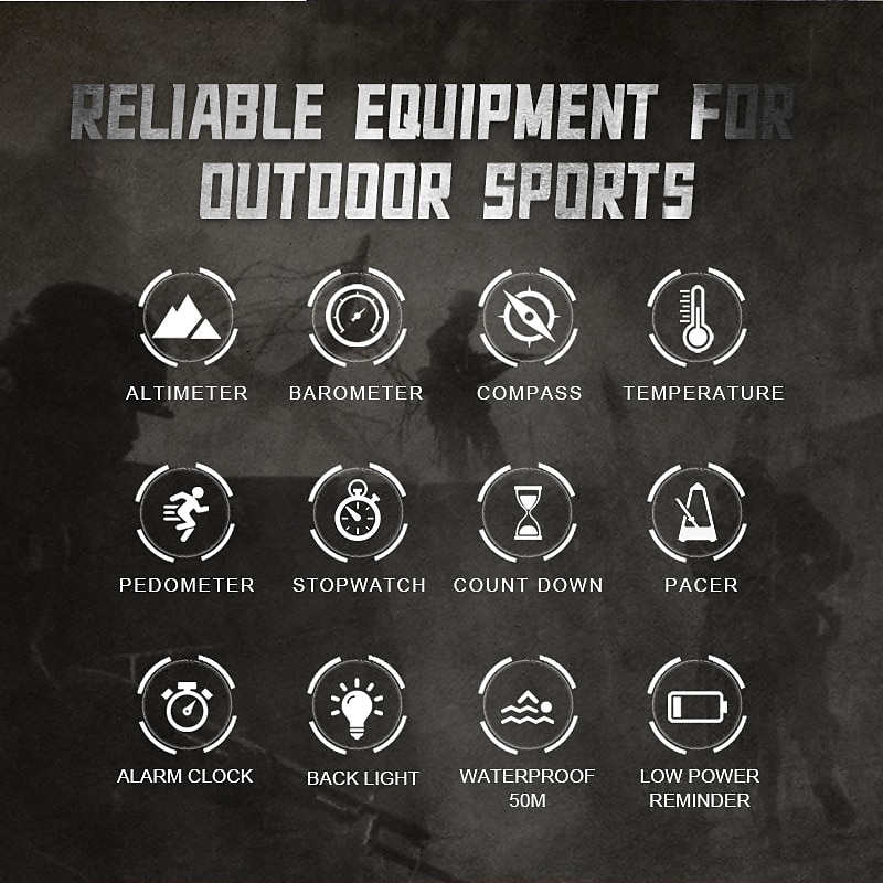 NORTH EDGE APACHE Tough and Reliable Tactical Digital Watch for Men Waterproof Altimeter Military Watches with Compass Altimeter Temperature Step-tracker 46mm2