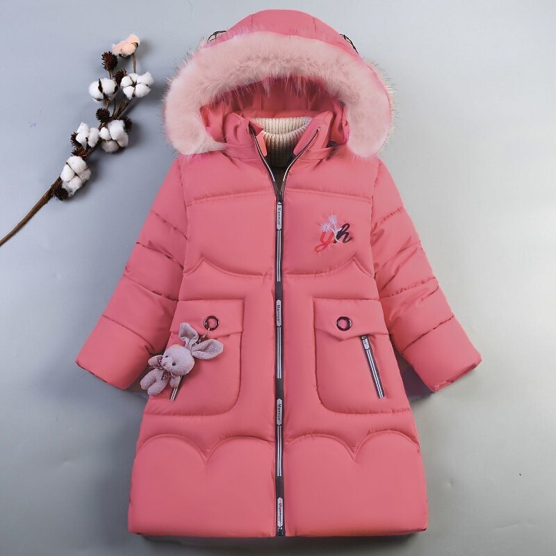 Girls' 3D Kids Puffer Jacket Plain Down Coat Parka Puffer Jacket Long Sleeve Winter Cute Adorable Kids 10-13 Years Regular Fit