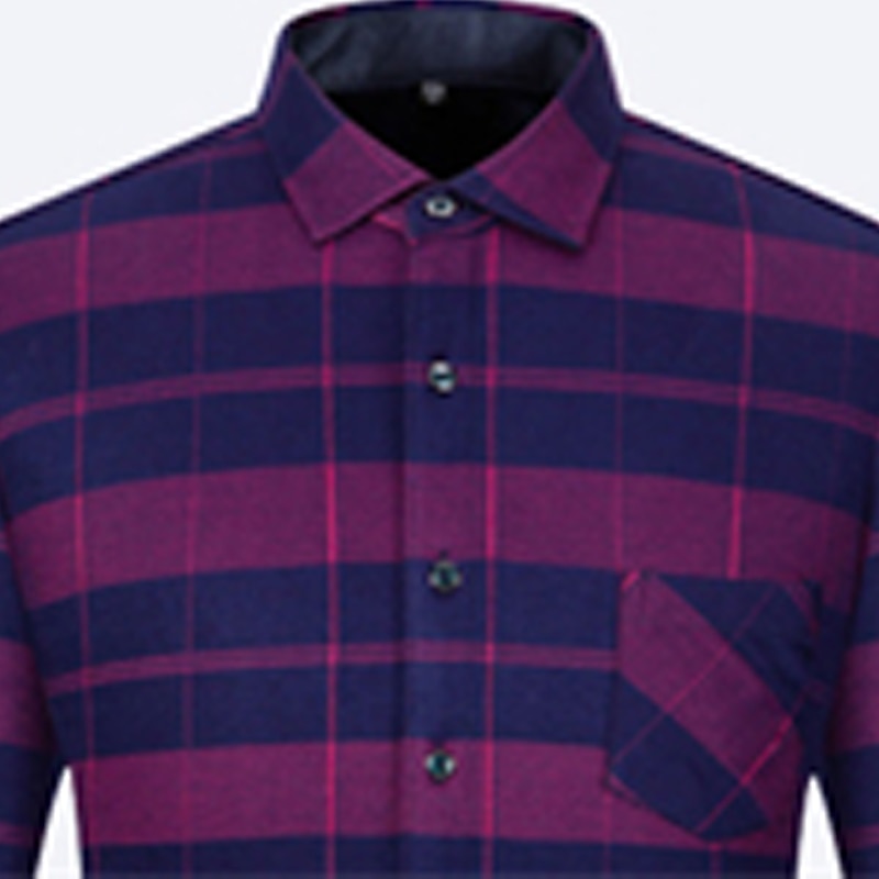 Men's Dress Shirt Plaid Shirt Collared Shirt Fleece Shirt Button Up Shirt Tartan Wedding Outdoor Black Navy Blue Royal Blue Blue Long Sleeve Turndown Fall Winter Clothing Apparel 6