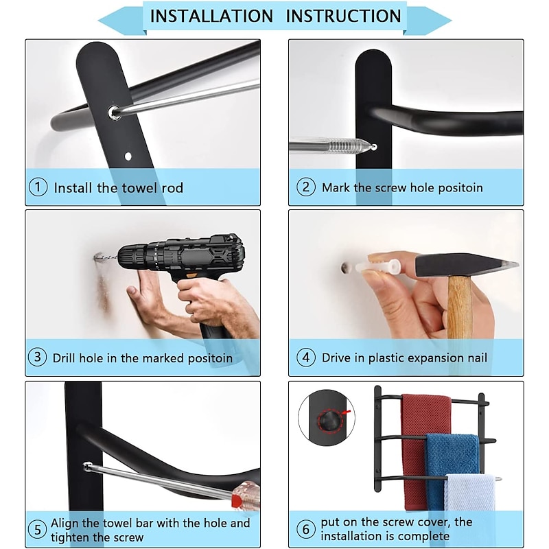 Bathroom Towel Bar Multilayer Bathroom Shelf Contemporary Polished Stainless Steel Bathroom 3-tier Towel Bar Wall Mounted 45/60 cm2