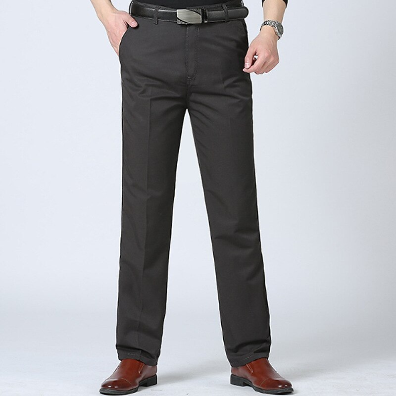 Men's Dress Pants Trousers Pocket Straight Leg Plain Comfort Breathable Full Length Wedding Casual Daily 100% Cotton Sports Stylish ArmyGreen Black High Waist Inelastic2