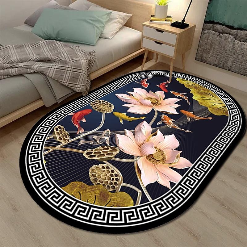3D Oval Floor Mat Living Room Carpet Home Bedroom Cloakroom Living Room Floor Mat Machine Washable Carpet2