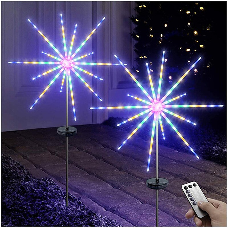 1/2pcs Firework Lights Outdoor Solar Christmas Garden Decorations Pathway Lights LED Decorative Meteor Horse Lamp Waterproof Star Lamp for Garden Lawn Landscape New Year Lights