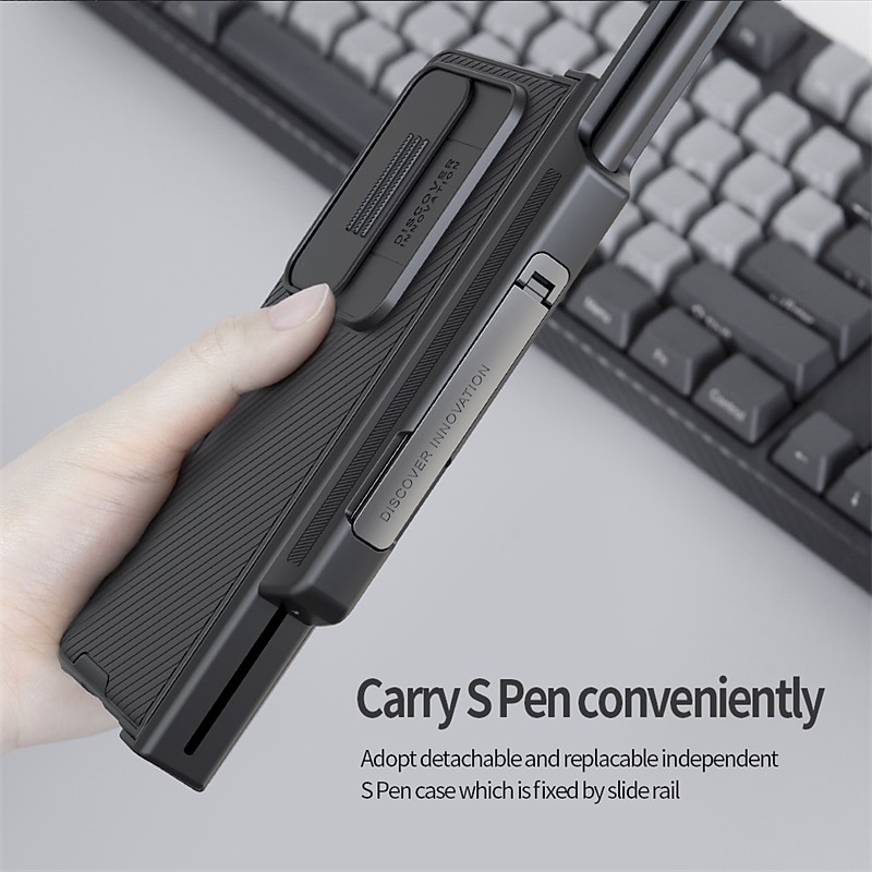 Phone Case For Samsung Galaxy Z Fold 4 Back Cover Pencil Holder Camera Lens Protector Kickstand TPU4