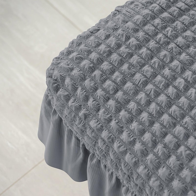 Spandex Seersucker Ottoman Slipcover,Burgundy Stretch Rectangle Footstool Cover, Washable Removable Covers for Storage Ottoman, High Spandex Protector for Foot Rest Stool3