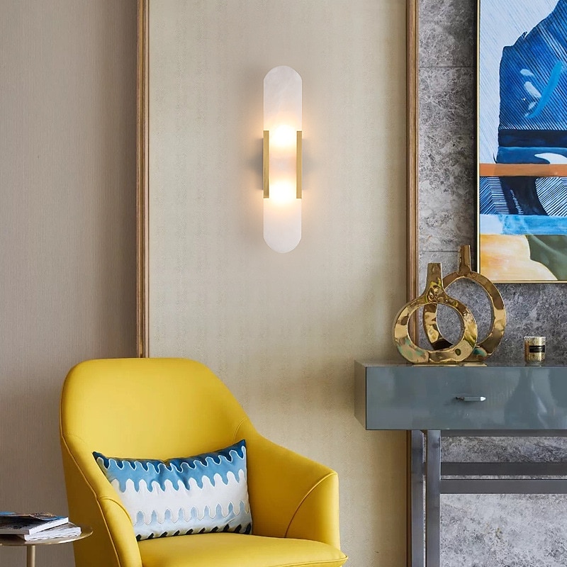 LED Wall Light Marble Oval Sconce Modern Warm light Lighting Fixture Modern Indoor Wall Lamps Bedroom Dining Room Copper 110-240V3
