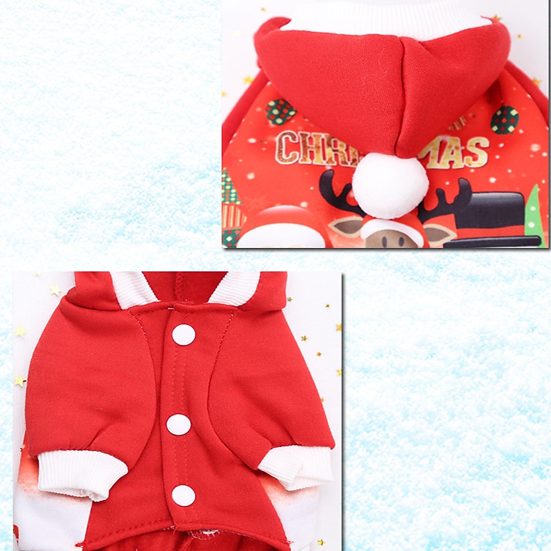 Dog Costume,Dog Cat Coat Santa Claus Elk Snowman Stylish Ordinary Christmas Winter Dog Clothes Puppy Clothes Dog Outfits Warm Red Costume Dog Cat Costume for christmas3