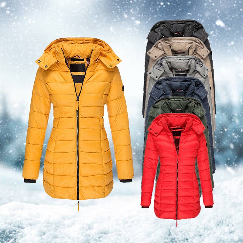 Women's Winter Coat Winter Jacket Parka Warm Breathable Pocket Full Zip Active Casual Comfortable Solid Color Outdoor Vacation Daily Wear Going out Zipper Regular Hoodie Regular Fit Long Sleeve
