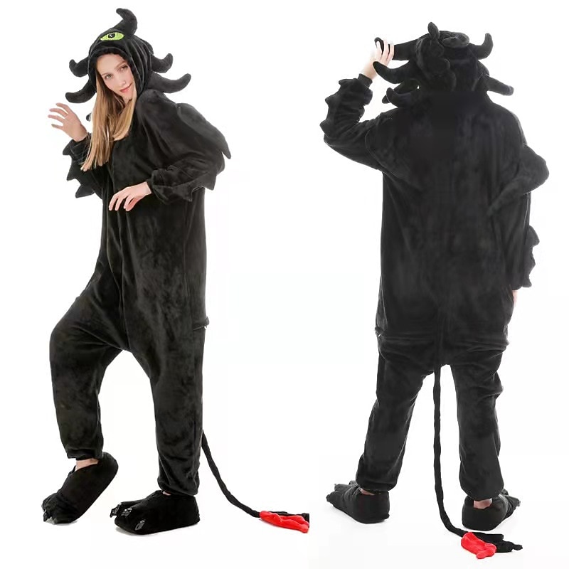 Adults' Animal Nightwear Onesie Costume Carnival Costume Dragon Onesie Pajamas Kigurumi Pajamas Funny Costume For Men and Women Christmas Carnival Cartoon