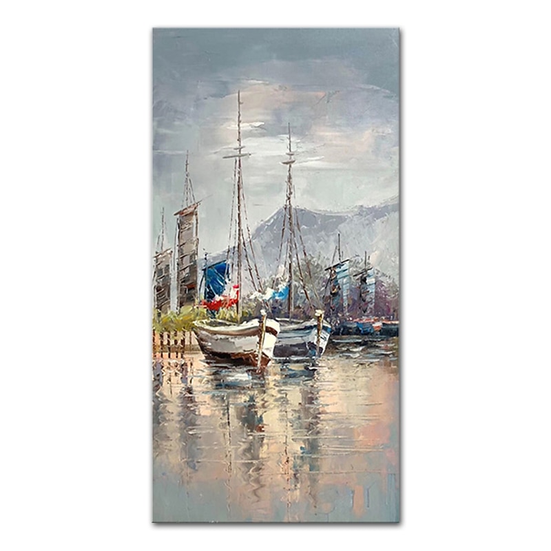 Mintura Handmade Boat Landscape Oil Paintings On Canvas Wall Art Decoration Modern Abstract Picture For Home Decor Rolled Frameless Unstretched Painting4