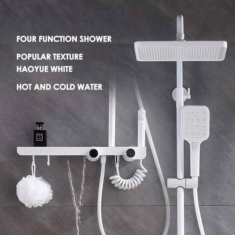Shower Faucet,Shower System Rainfall Shower Head System Set Handshower Included Multi Spray Shower Contemporary Painted Finishes Mount Outside Ceramic Valve Bath Shower Mixer Taps2