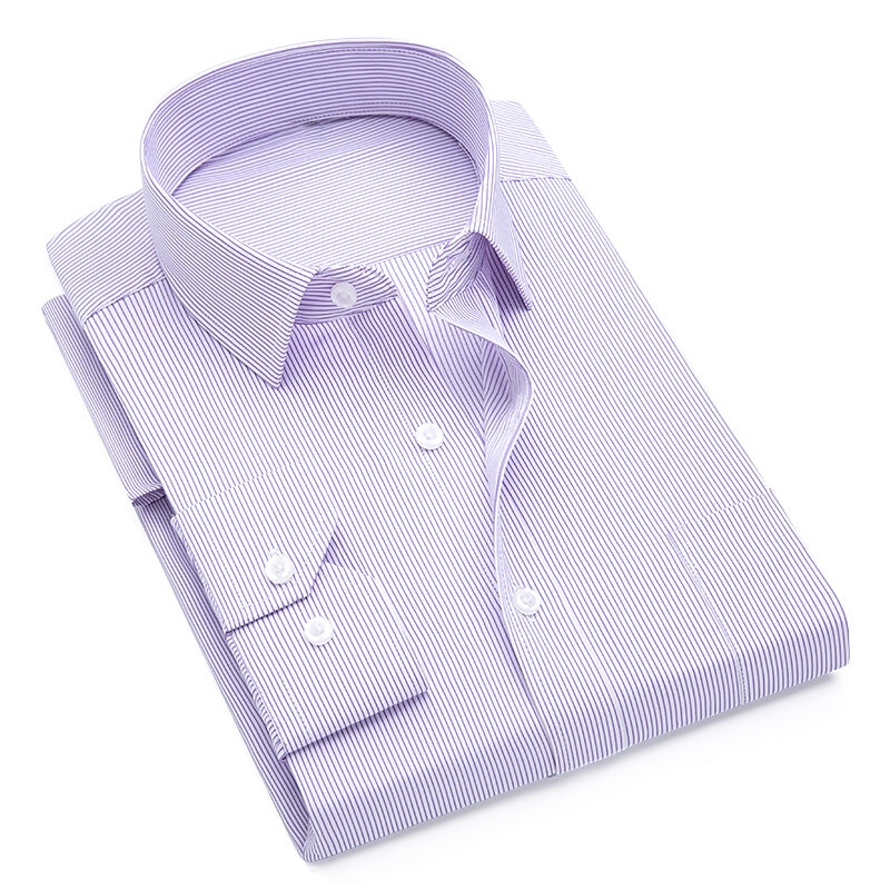 Men's Dress Shirt Striped Shirt Wrinkle Resistant Plaid / Striped / Chevron / Round Wedding Daily Wear Black-White White Royal Blue Blue Long Sleeve Turndown Spring &  Fall Clothing Apparel2