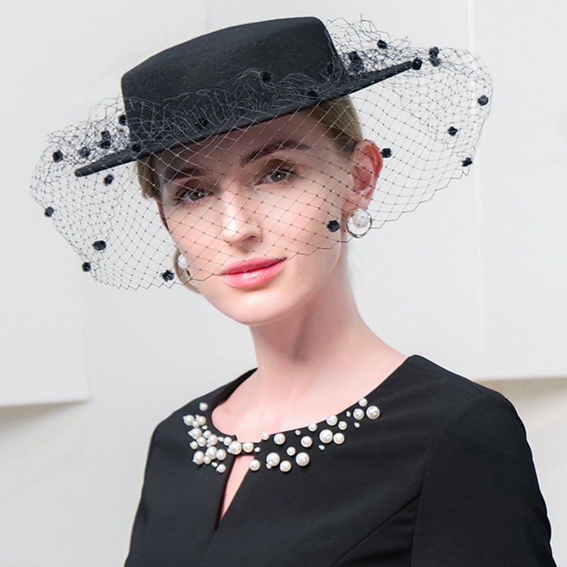 Elegant Beach Wool / Tulle Hats with Trim / Tulle 1PC Party / Evening / Holiday Headpiece / Straw Hats with Satin Bowknot Casual / Holiday Headpiece/ Sun Protection3