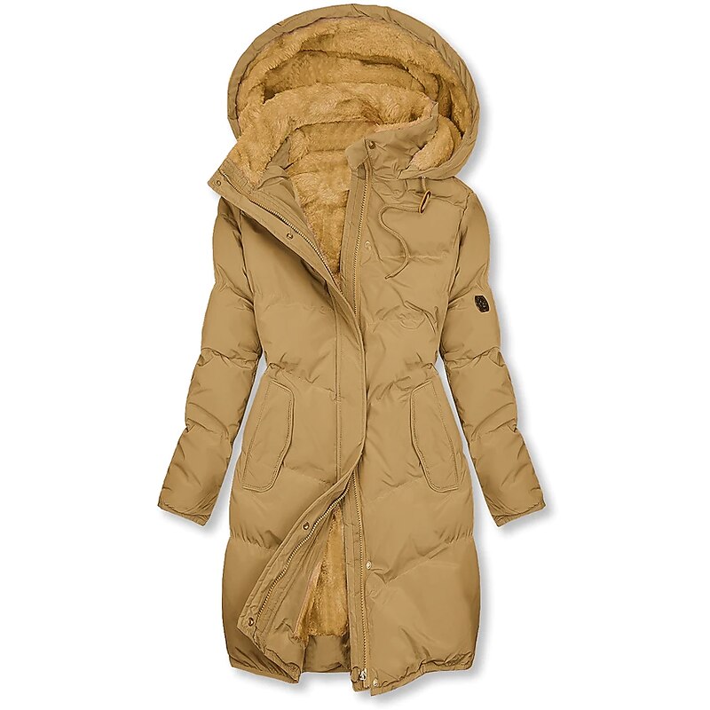 Women's Puffer Jacket Winter Windproof Jacket Winter Coat Comfortable Street Casual Daily Zipper Pocket Hoodie Casual Street Style Plain Regular Fit Outerwear Long Sleeve Winter Fall Green3