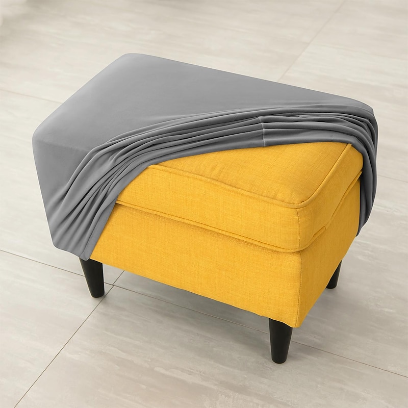 Stretch Velvet Ottoman Cover Burgundy Folding Storage Stool Furniture Protector Soft Rectangle Slipcover with Elastic Bottom Ottoman Cover3