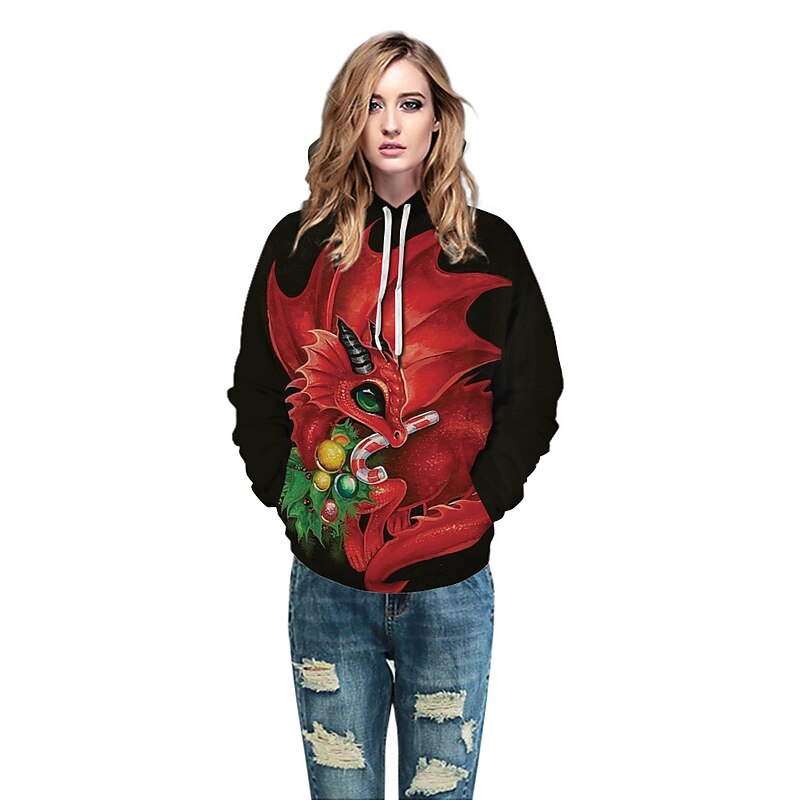 Dinosaur Ugly Christmas Sweater / Sweatshirt Hoodie Pullover Funny Christmas Hoodie Men's Women's Christmas 3D Print Pattern Adults Christmas Carnival Masquerade Christmas Eve Christmas Party Top4
