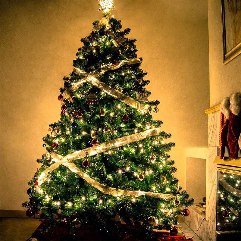 Christmas Ribbon Lights 4m Light Up Ribbon Fairy Seasonal String Lights 40LEDs EL 5mm for Party Wedding New Year Xmas Tree Decoration Warm White Cold White RGB Copper Wire Lights Holiday Wedding Patio Batteries Powered