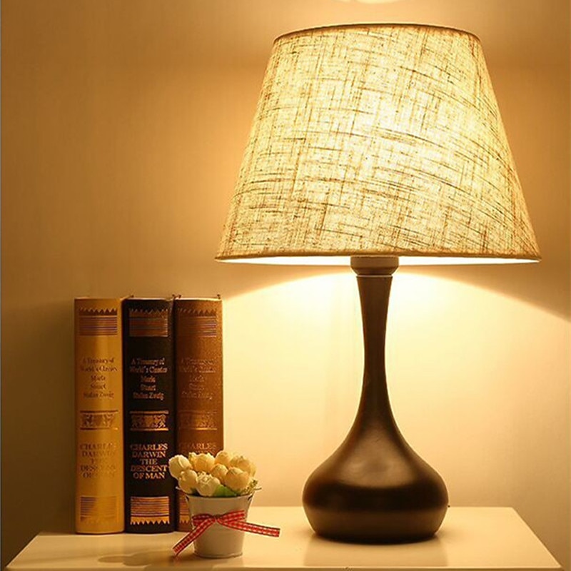 Bedside Table Lamp Desk Lamps for Bedroom, Minimalist Fabric Desk Lamp,Bedside Lamp Bedroom Warm Hotel Study Table Lamp4