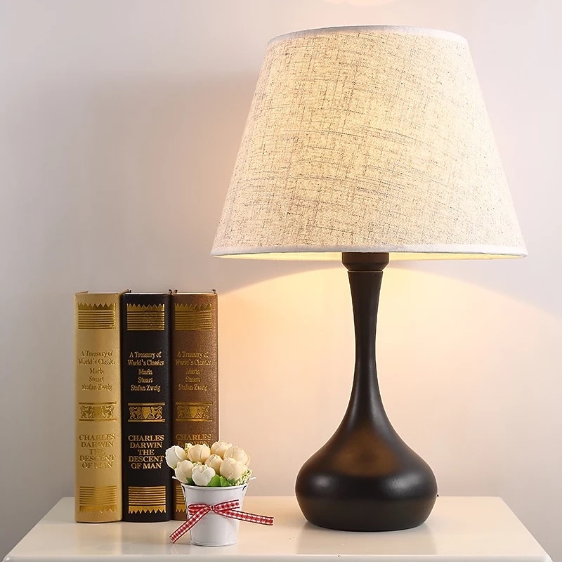 Bedside Table Lamp Desk Lamps for Bedroom, Minimalist Fabric Desk Lamp,Bedside Lamp Bedroom Warm Hotel Study Table Lamp2