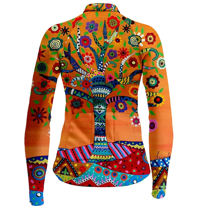 Women's Cycling Jersey Floral Botanical Long Sleeve Bike Jersey Top with 3 Rear Pockets Mountain Bike MTB Road Bike Cycling Quick Dry Reflective Strips Back Pocket Moisture Wicking Sports Royal Blue4