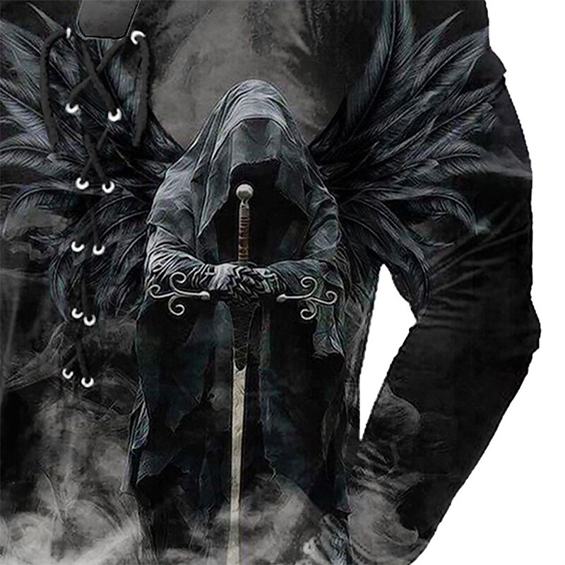 Men's T shirt Tee Tee Graphic Human Collar Green Black Blue Purple Yellow 3D Print Outdoor Street Long Sleeve Lace up Print Clothing Apparel Basic Designer Casual Classic4