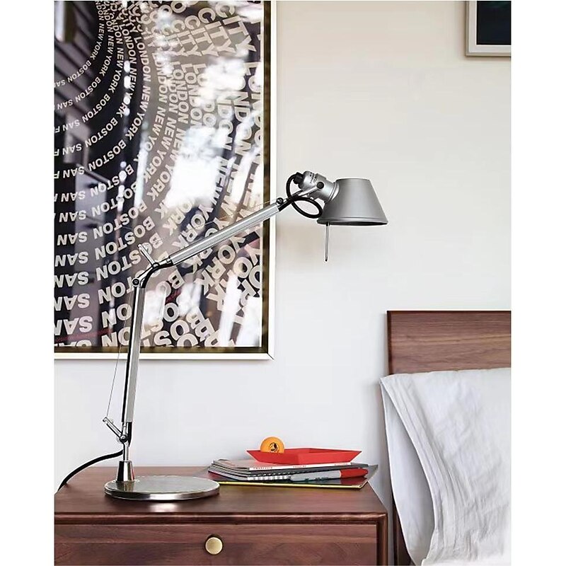 Swing Arm Table lamp LED Silver Table lamp for Desktop Aluminium E27 Flexible Adjustable Eye Care Study Office Table lamp2