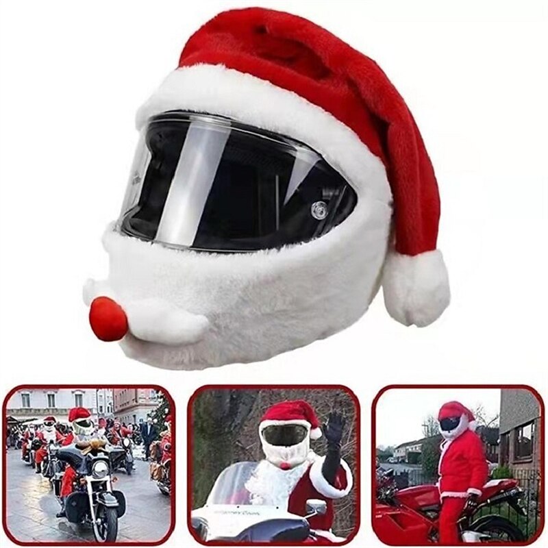 Santa Claus Hat Motorcycle Helmet Cover Santa Claus Motorcycle Helmet Cartoon Protective CoverChristmas