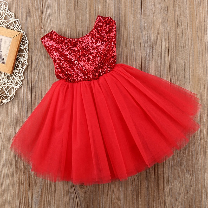 Kids Toddler Girls' Dress Solid Colored Sleeveless Performance Party Holiday Sequins Basic Beautiful Sweet Acrylic Summer Pink Red4