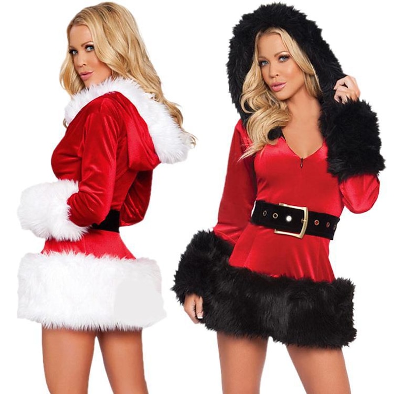 Santa Suit Santa Claus Mrs.Claus Costume Christmas Dress Santa Clothes Sexy Costumes Women's Sexy Lady Cosplay Costume Christmas Dress Belt