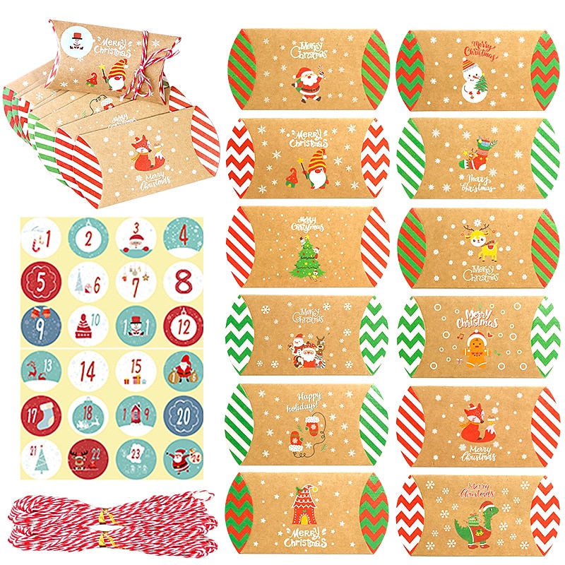 24pcs DIY Christmas Advent Calendar 2025 Gift Treat Bags, 24 Days Christmas Countdown Calendar Empty Advent Christmas Favor Candy Bags for Kids Adults Christmas Decorations2