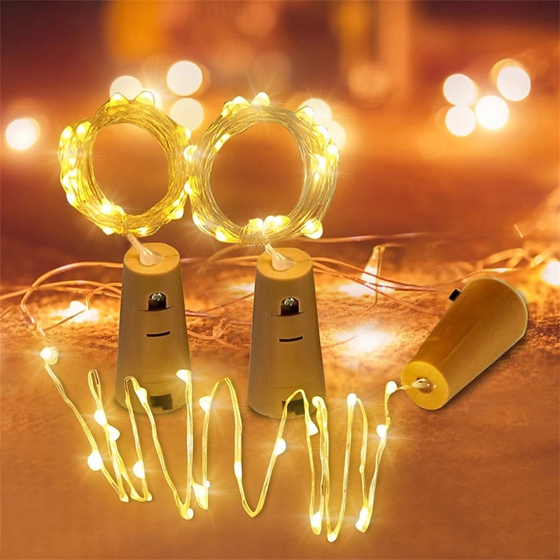 Elegant Wedding Reception Party Wine Bottle Light with Cork LED String Lights Battery Include Fairy Lights Garland Christmas Party Wedding Bar Decoration 5/10/20/30/100pcs2