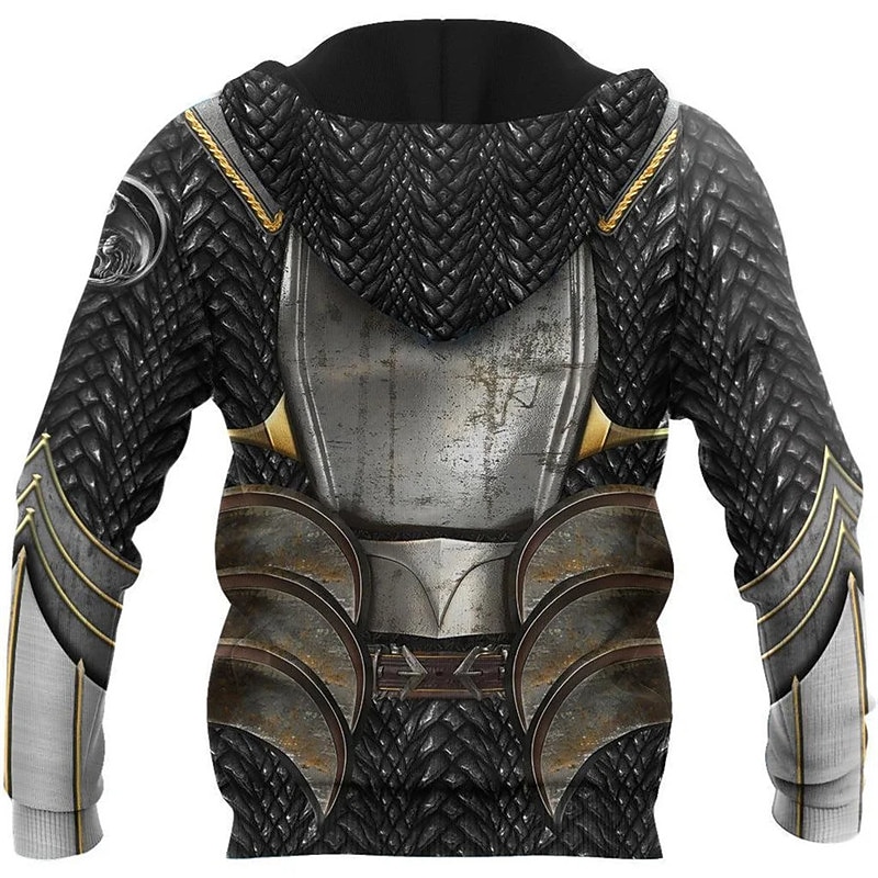 Men's Graphic Prints Armor Viking Hoodie Hoodies Sweatshirt Streetwear Designer Long Sleeve Hooded Daily Sports Black Print Spring &  Fall Designer2