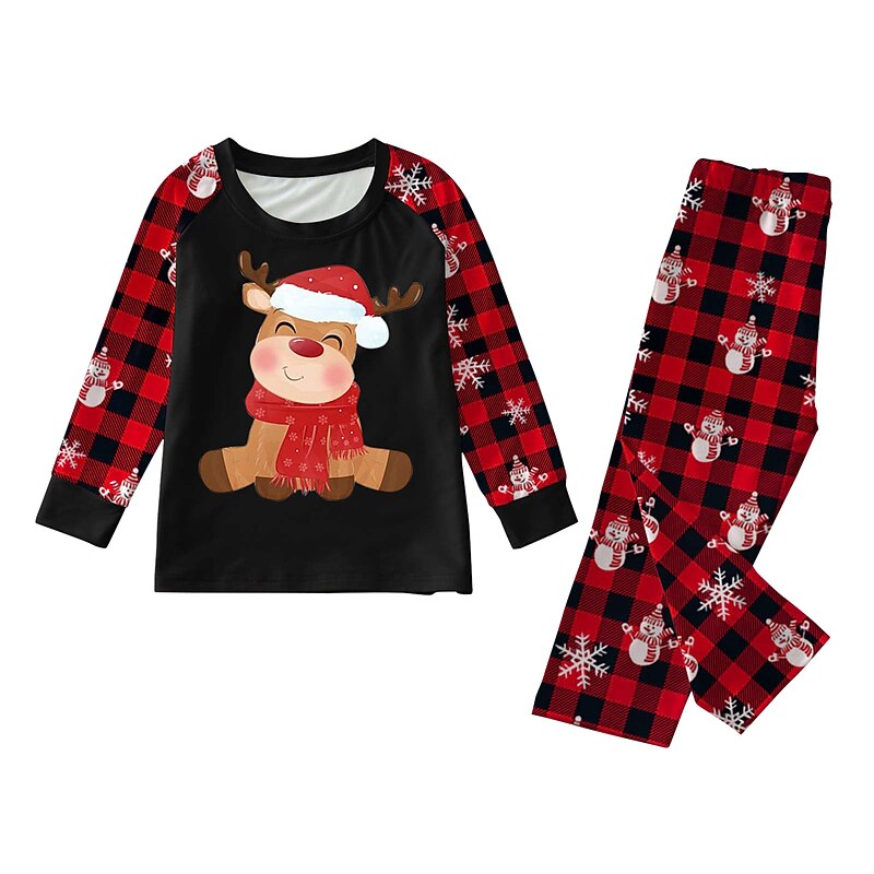 Reindeer Family Christmas Pajamas Nightwear Men's Women's Boys' Girls' Cute Family Matching Outfits Sweet Kid's Adults' Christmas New Year Christmas Eve Home Wear Top Pants4