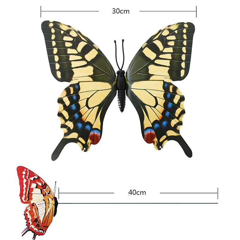 3 Pieces 3D Artificial Butterfly for Garden Decorations Fake Simulation Butterfly Stakes Yard Plant Lawn Decor Outdoor Art Ornaments3