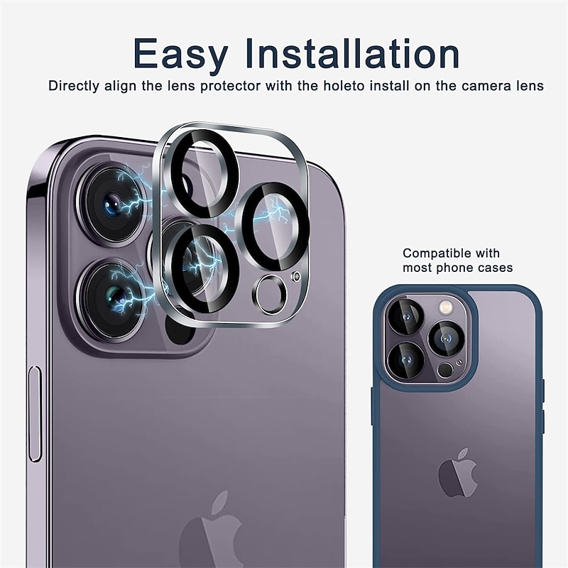 3 Pack Camera Lens Protector For Apple iPhone 16 iPhone 15 Pro Max Plus iPhone 14 Pro Max iPhone 13 iPhone 12 Tempered Glass 9H Hardness High Definition Scratch Proof3