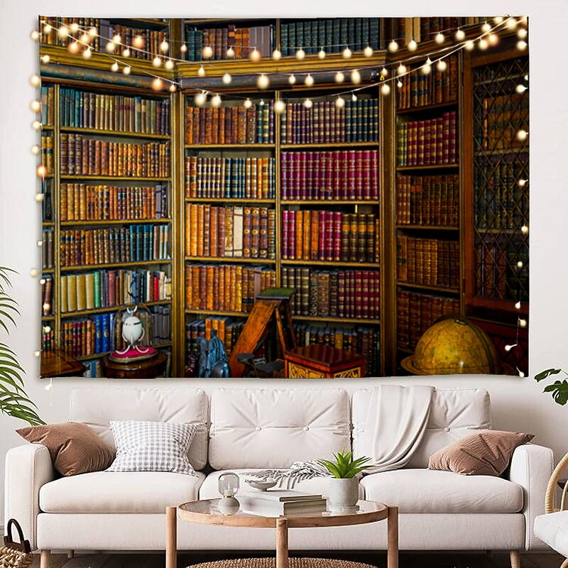 Wall Tapestry Art Decor Blanket Curtain Picnic Tablecloth Hanging Home Bedroom Living Room Dorm Decoration Vintage Library Bookshelf 6