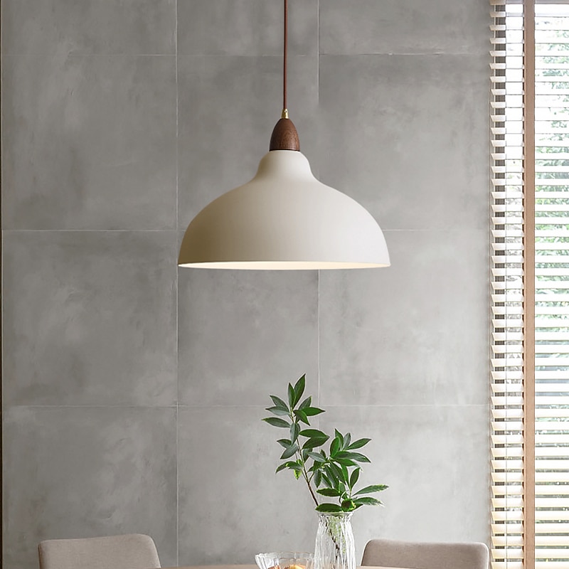 LED Pendant Light Black/White 13.7" Mini Rubber Wood Hanging Lamp Matte Black Metal Shade Modern Pendant Light Fixtures for Farmhouse, Dining Living Room, Bar, Hallway2