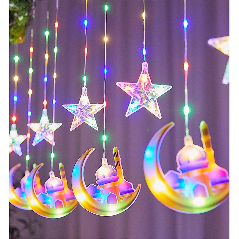 3M Star & Moon LED Curtain String Lights, Christmas Curtain String Lights Decorations for Home, Events & Party2