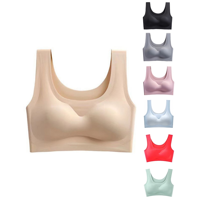Women's No Steel Ring Bra Yoga Sports Sleep Plus Size Plain Stretchy  Vest