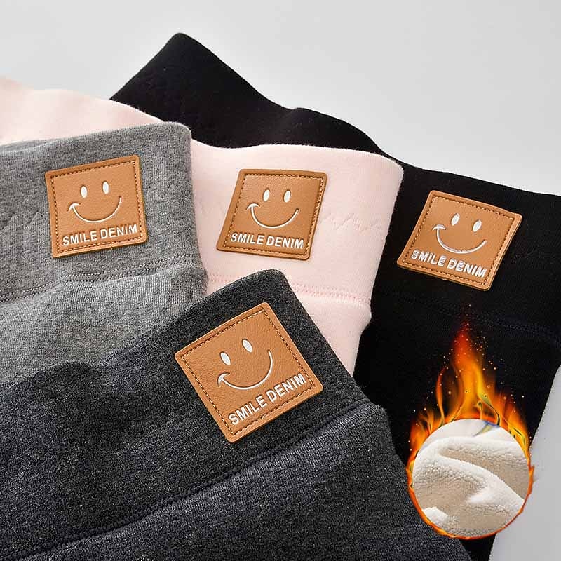 Kids Girls' Fleece Lined Leggings Black Pink Light Gray Solid Color Winter Fall Active Outdoor 7-13 Years3