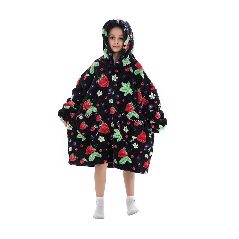 Kid's Adults' Character Oversized Hoodie Blanket Wearable Blanket With Pocket Dinosaur Zebra Hippo Onesie Pajamas Kigurumi Pajamas For Men and Women Boys and Girls Carnival Masquerade Cartoon