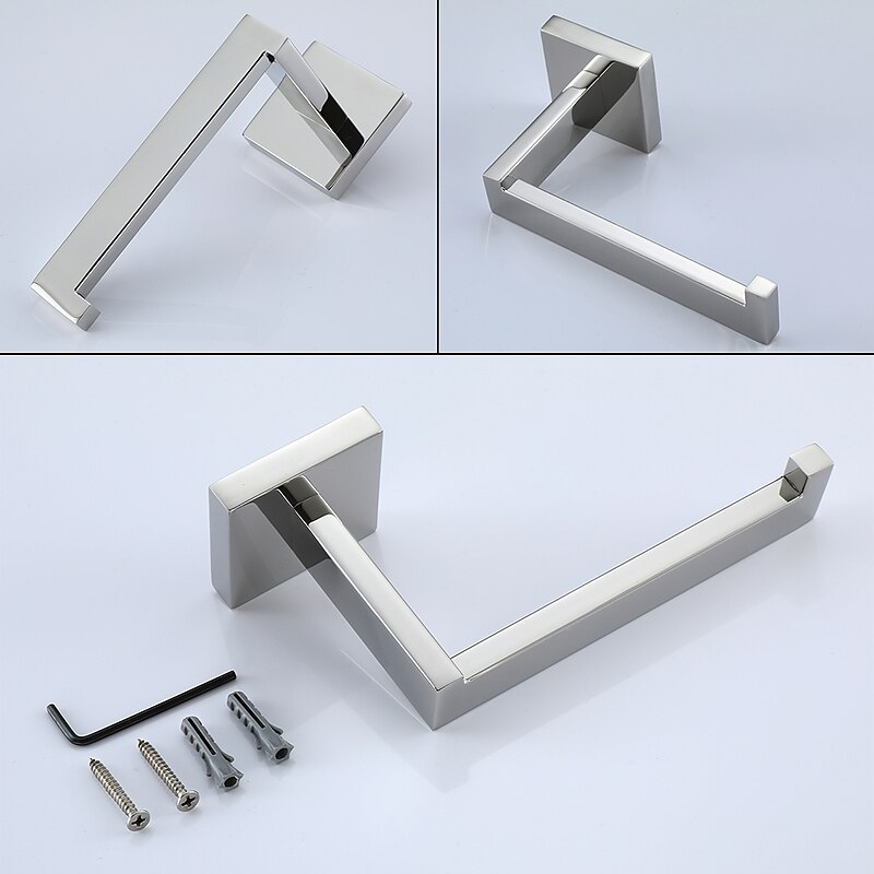 Bathroom Hardware Set 4 Pieces, SUS304 Stainless Steel Remodeled Wall Mounted Bathroom Accessories, Include 2 Robe Hook,1 Towel Bar,1 Toilet Paper Holder4