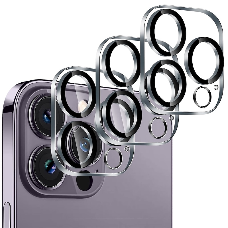 3 Pack Camera Lens Protector For Apple iPhone 16 iPhone 15 Pro Max Plus iPhone 14 Pro Max iPhone 13 iPhone 12 Tempered Glass 9H Hardness High Definition Scratch Proof