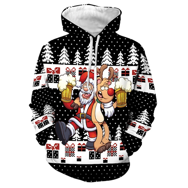 Christmas Snowman Santa Claus Reindeer Hoodie Cartoon Manga Anime 3D Graphic For Couple's Men's Women's Adults' Christmas Carnival Masquerade 3D Print