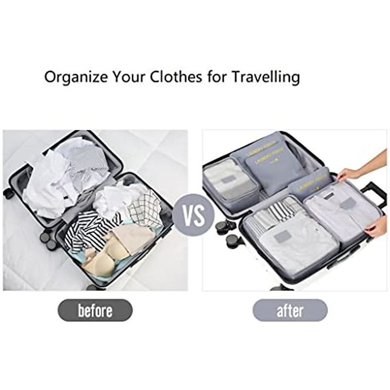 Compression Travel Packing Cubes Set for Luggage Storage and Backpack Organizer Space Savers, 6PCS Travel Storage Bag Set, Suitcase Packing Organizers for Clothes, Laundry Pouches4