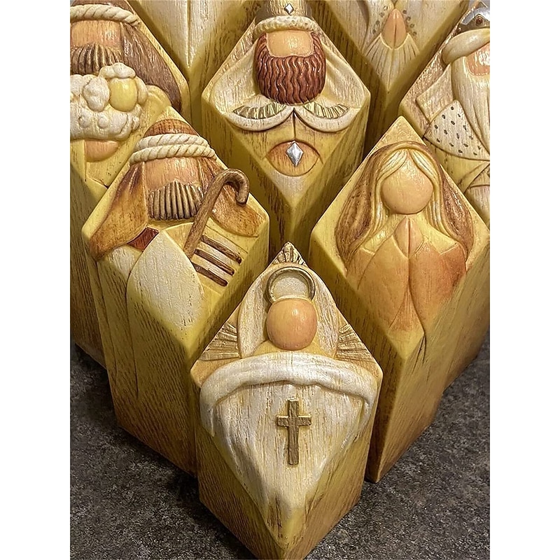 Heaven Pillar 9Pcs/Set Resin Heaven Pillar Statue Set Heaven Pillar Statue Kit Deform Resistant Christmas Tree Pillar Desk Ornament3