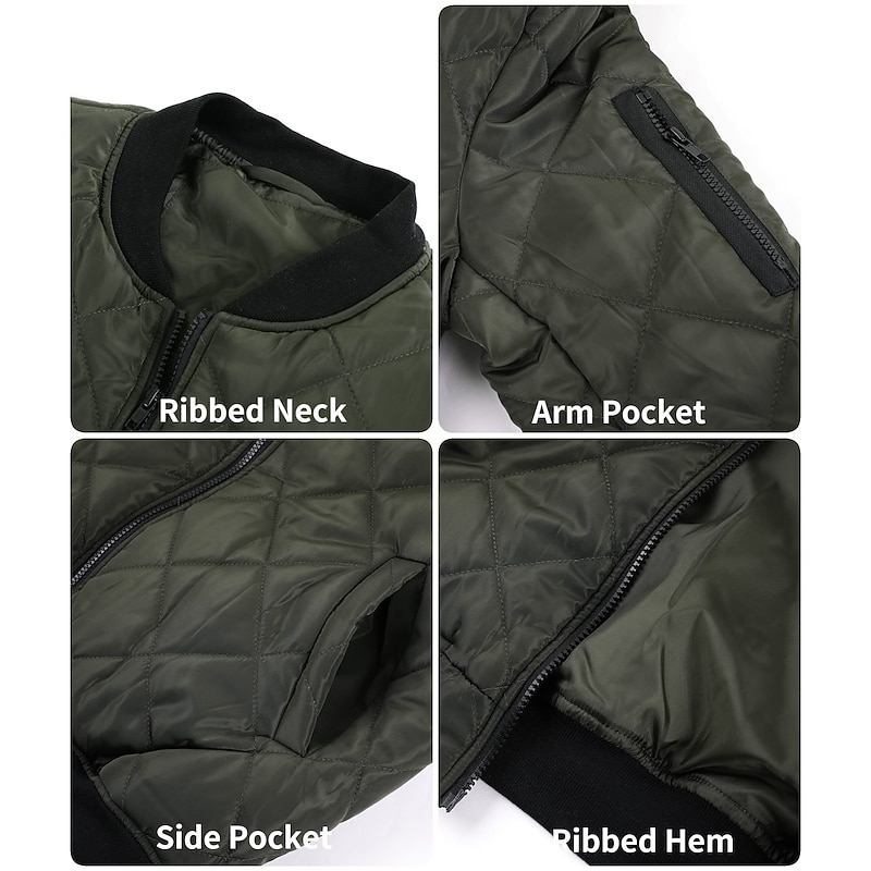 Men's Winter Coat Winter Jacket Puffer Jacket Quilted Jacket Casual Warm Winter Solid Color Classic & Timeless Navy Wine Red ArmyGreen Black Red Jacket2