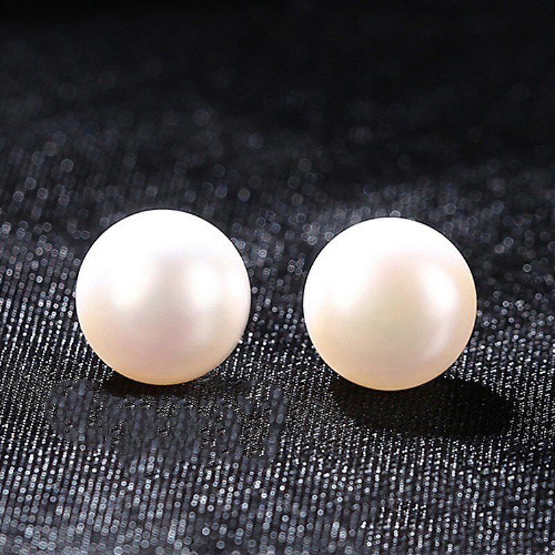 Women's White Freshwater Pearl Stud Earrings Fine Jewelry Classic Precious Stylish Simple S925 Sterling Silver Earrings Jewelry White For Wedding Engagement 1 Pair3
