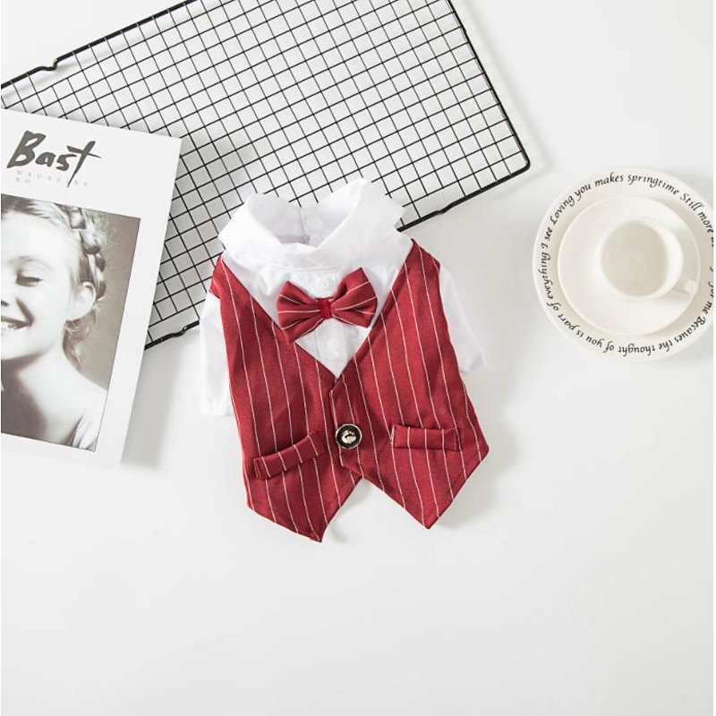 Dog Tuxedo Dog Suit, Dogs Tuxedo Wedding Party Suit, Dog Prince Wedding Bow Tie Shirt Formal Dog Wedding Attire for Small and Medium Dogs3