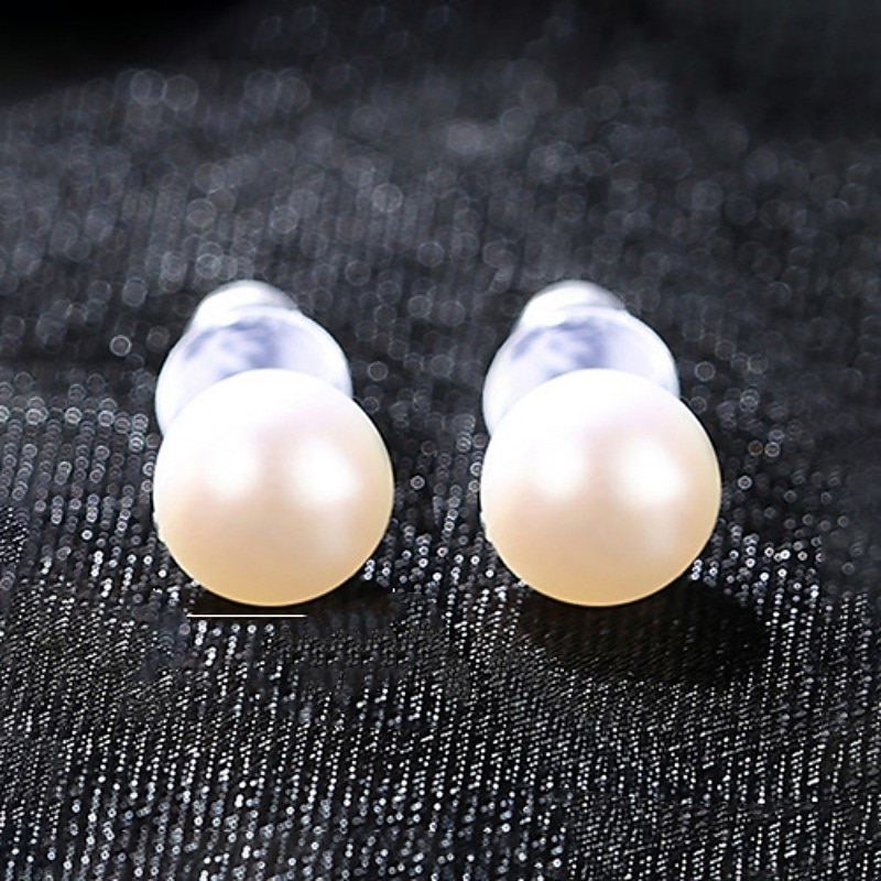 Women's White Freshwater Pearl Stud Earrings Fine Jewelry Classic Precious Stylish Simple S925 Sterling Silver Earrings Jewelry White For Wedding Engagement 1 Pair2